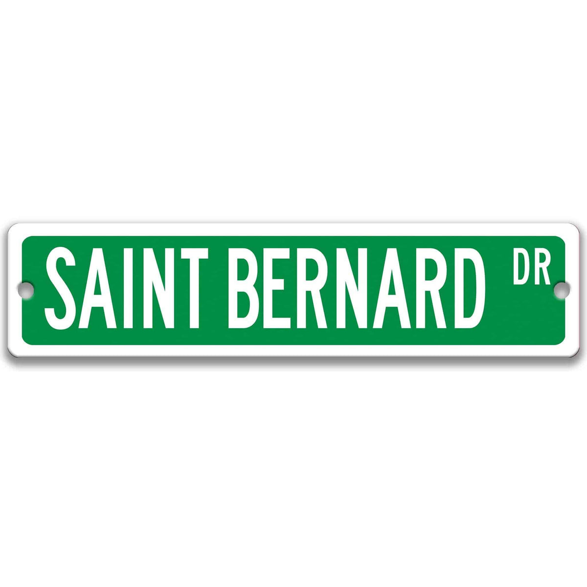 Black Saint Bernard DR aluminum street sign with white lettering