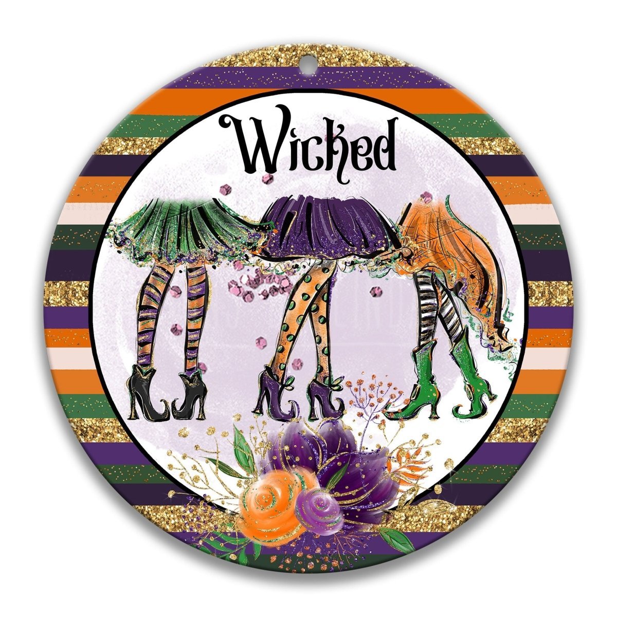 Wicked Witch Halloween Wreath Metal Sign