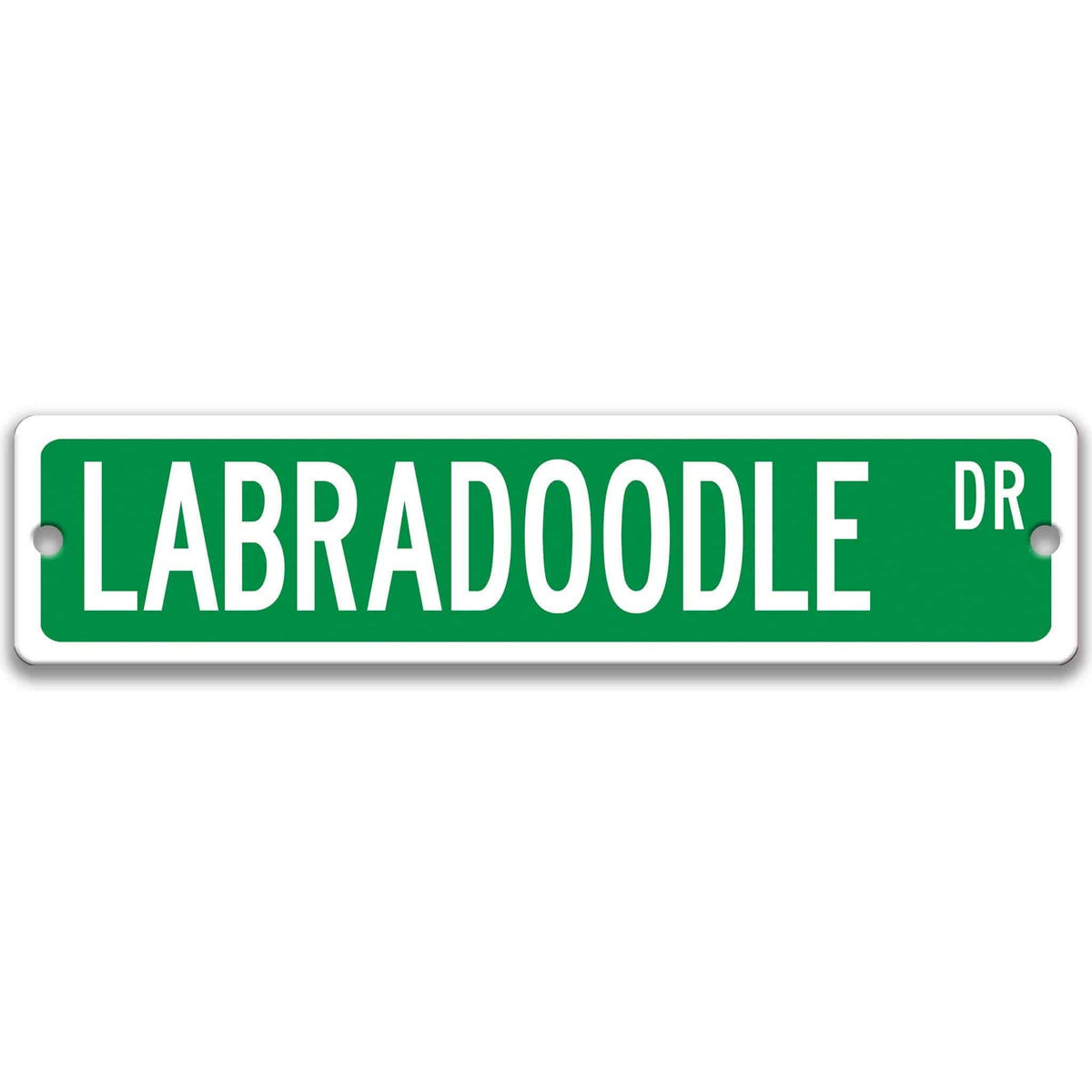 Brown Labradoodle DR aluminum street sign with white lettering