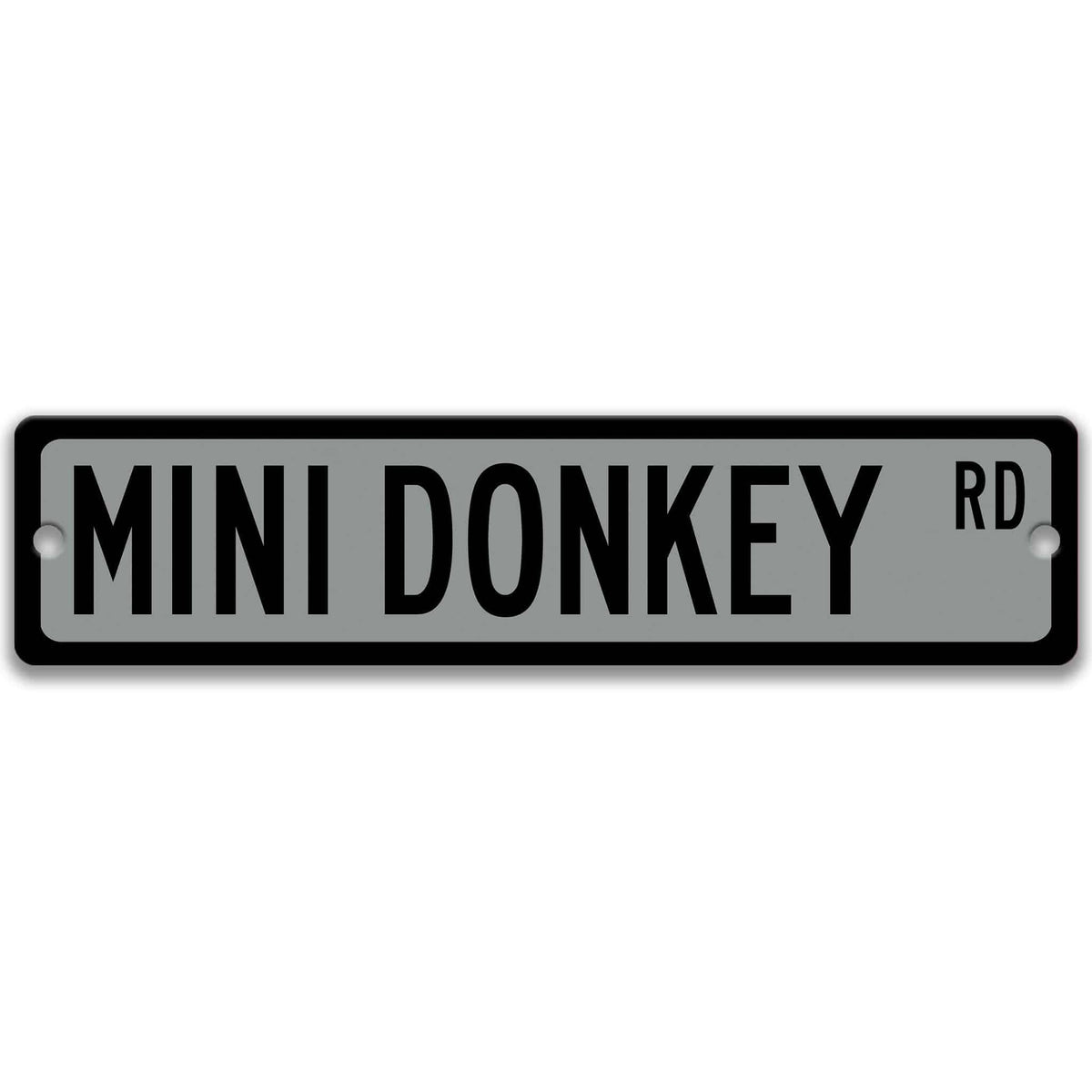 Miniature donkey metal street sign with black donkey silhouette, customizable background color, heavy gauge aluminum