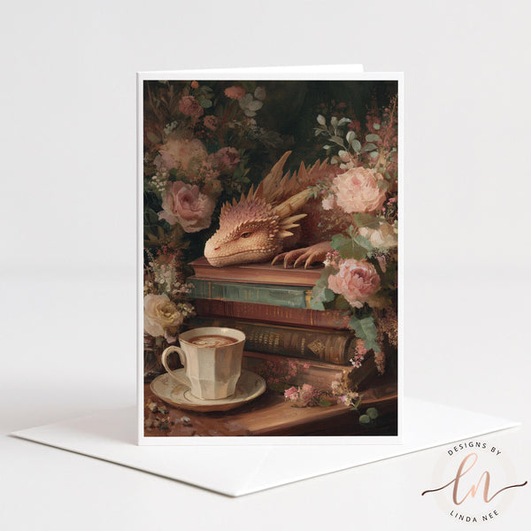 Sleepy Dragon Coffee Reader Note Card