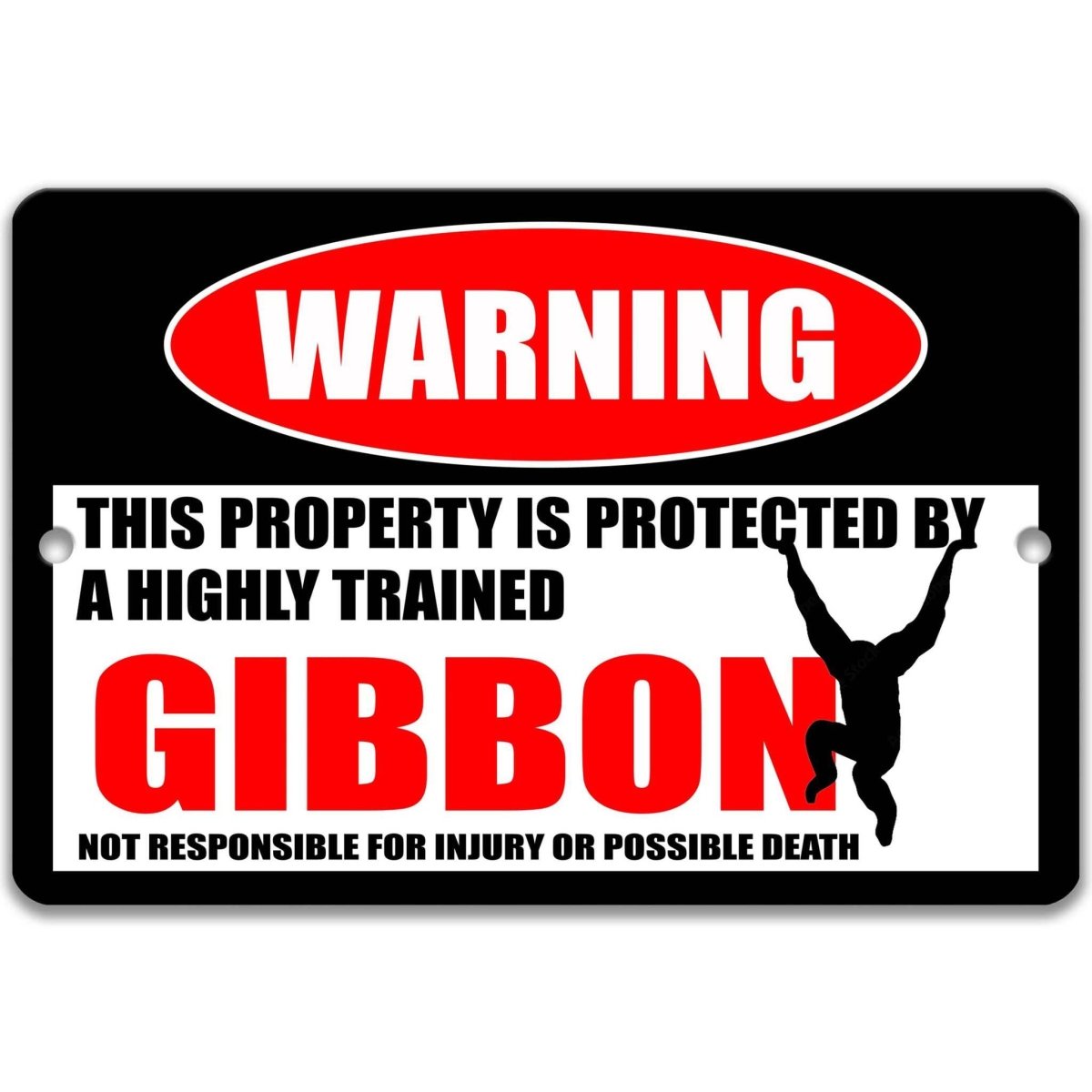 Gibbon Ape Warning Metal Sign