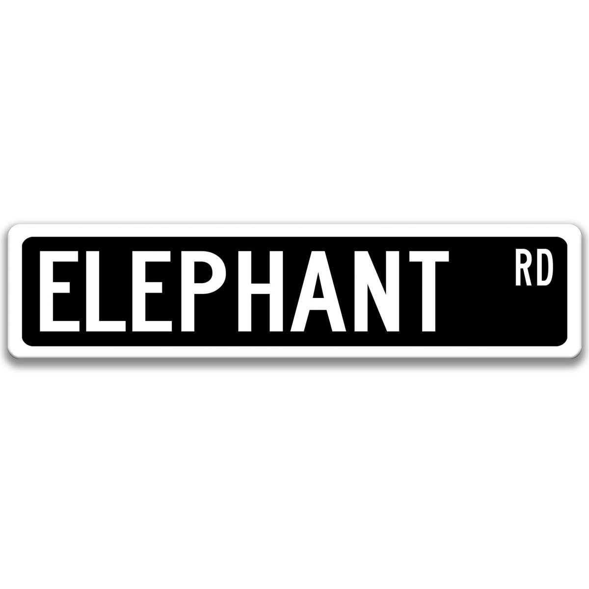 Elephant metal street sign in black background
