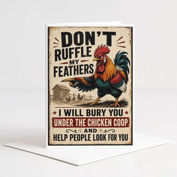 Funny Rooster Chicken Birthday Note Card