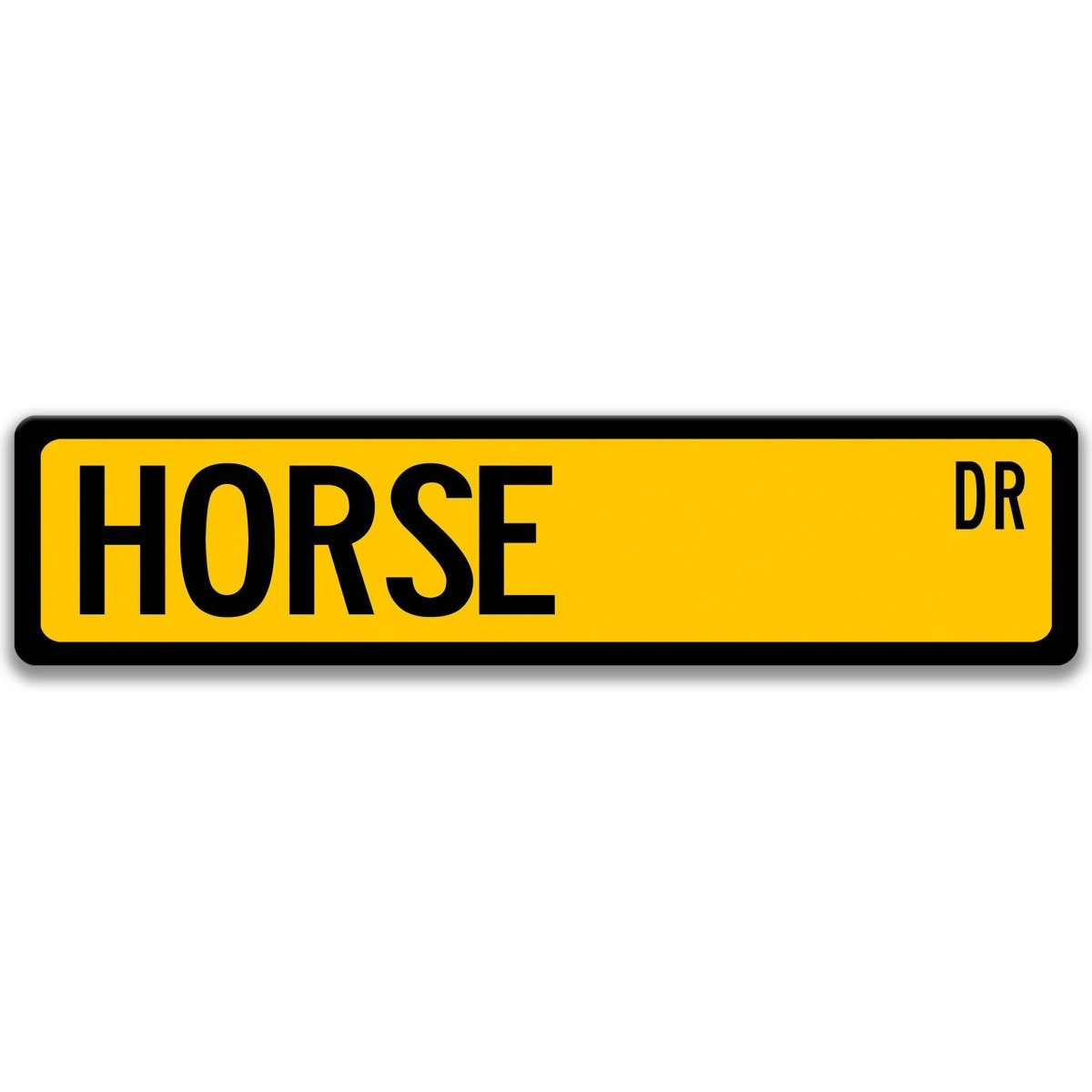 Horse metal street sign with black horse silhouette, customizable background color, heavy gauge aluminum