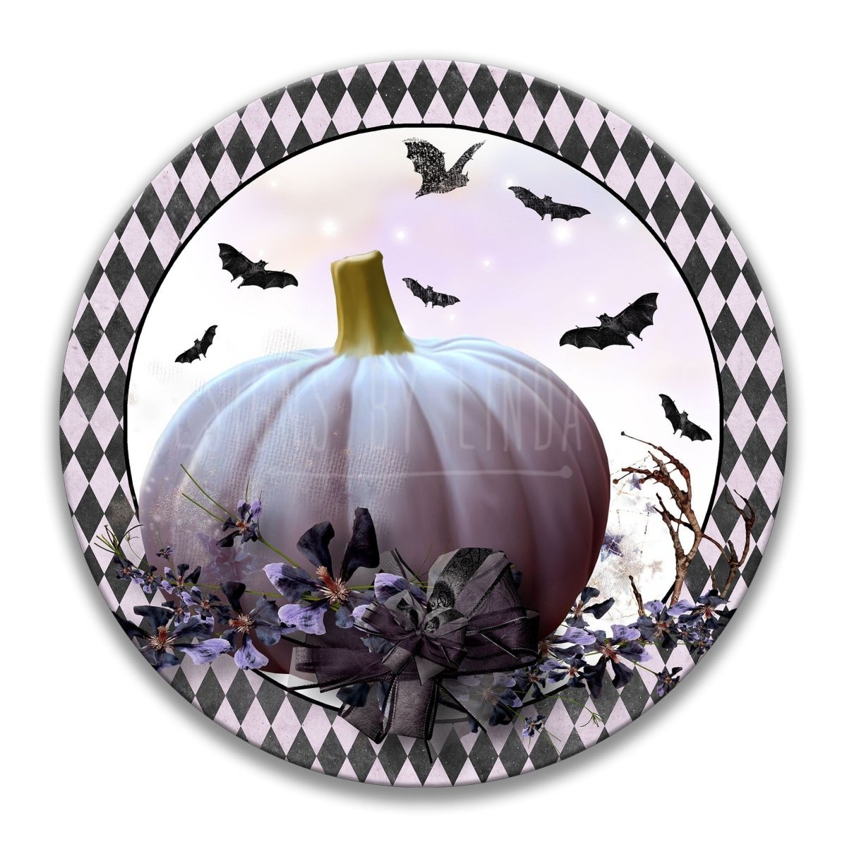 Floral Pumpkin Halloween Metal Sign