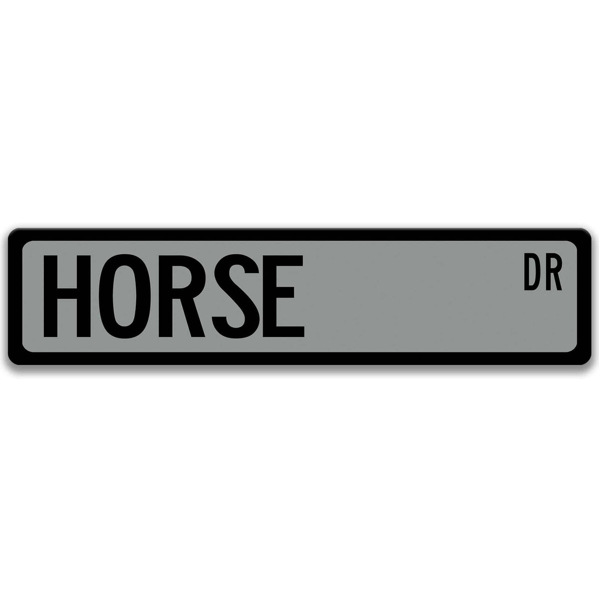 Horse metal street sign with black horse silhouette, customizable background color, heavy gauge aluminum