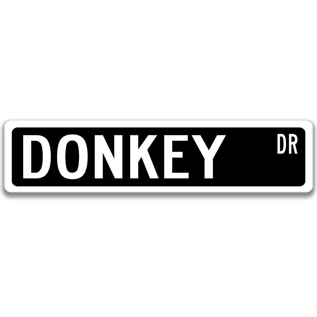 Donkey metal street sign with black donkey silhouette, customizable background color, heavy gauge aluminum