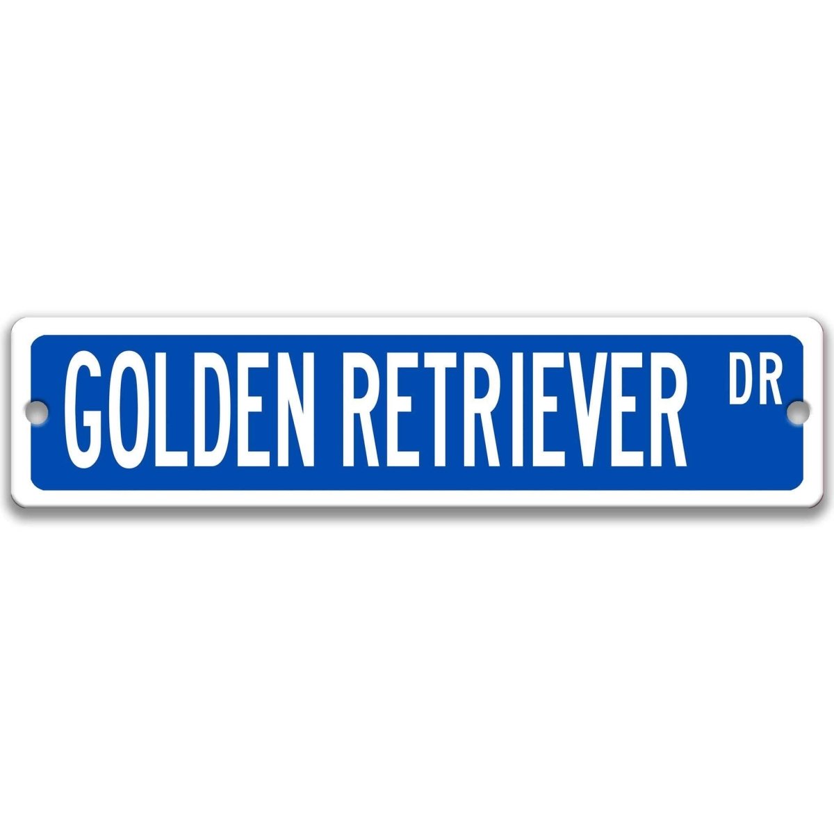 Blue Golden Retriever DR aluminum street sign with white lettering