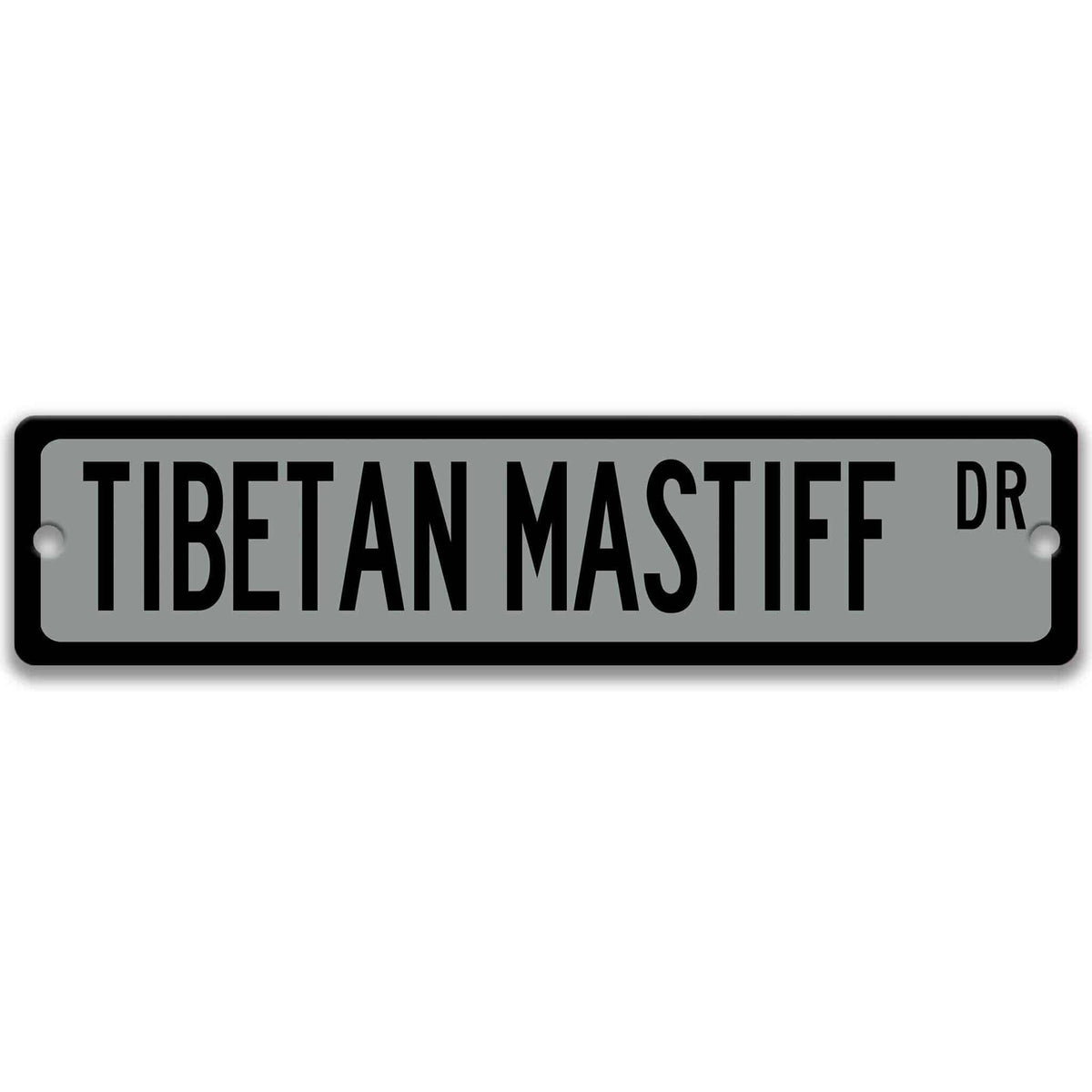 Red Tibetan Mastiff DR aluminum street sign with white lettering