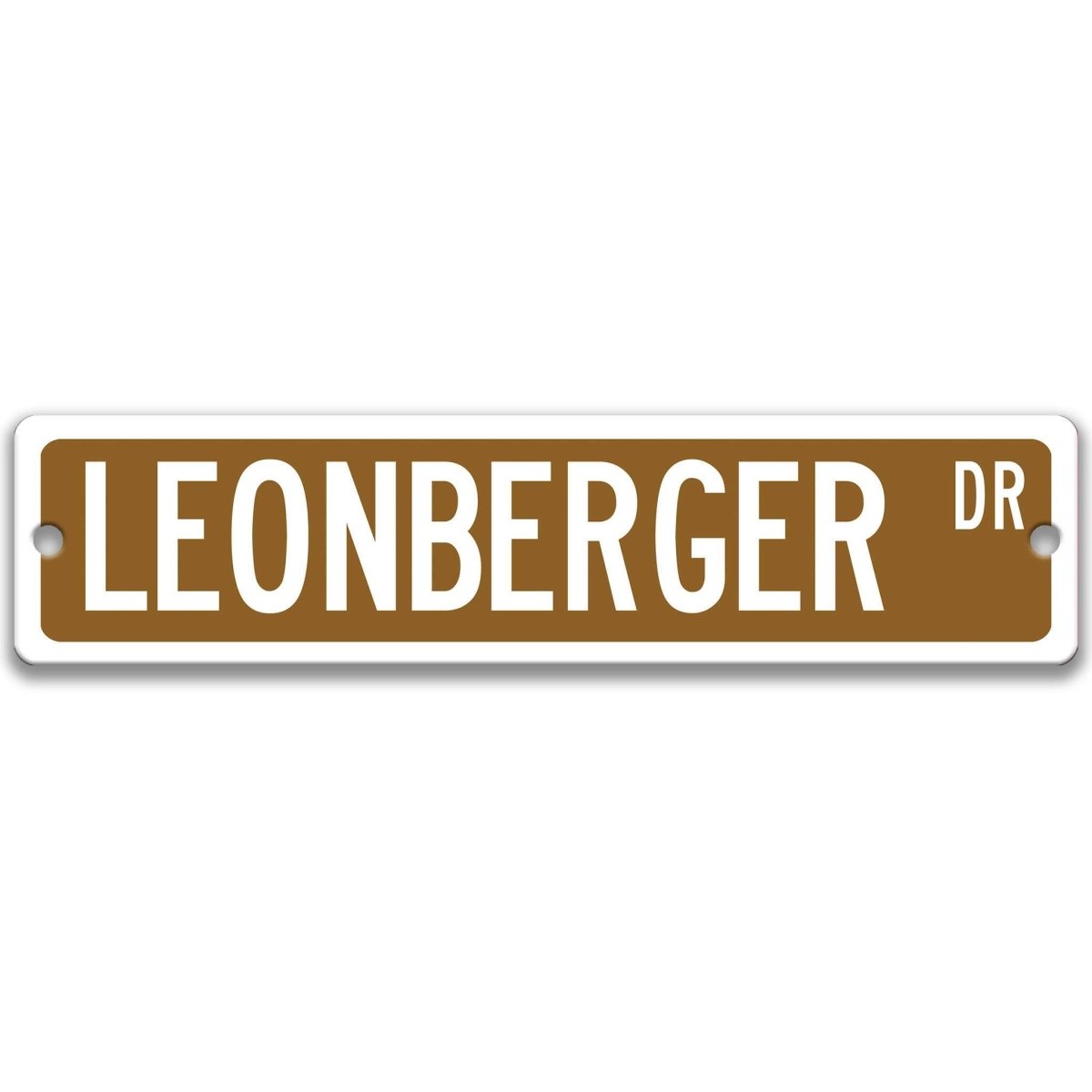 Green Leonberger DR aluminum street sign with white lettering