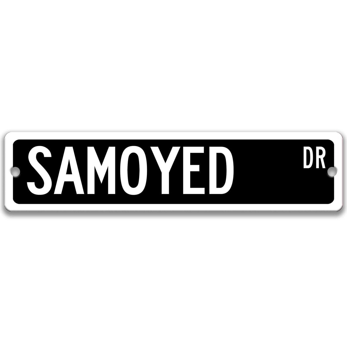 Green Samoyed Dog DR aluminum street sign with white lettering
