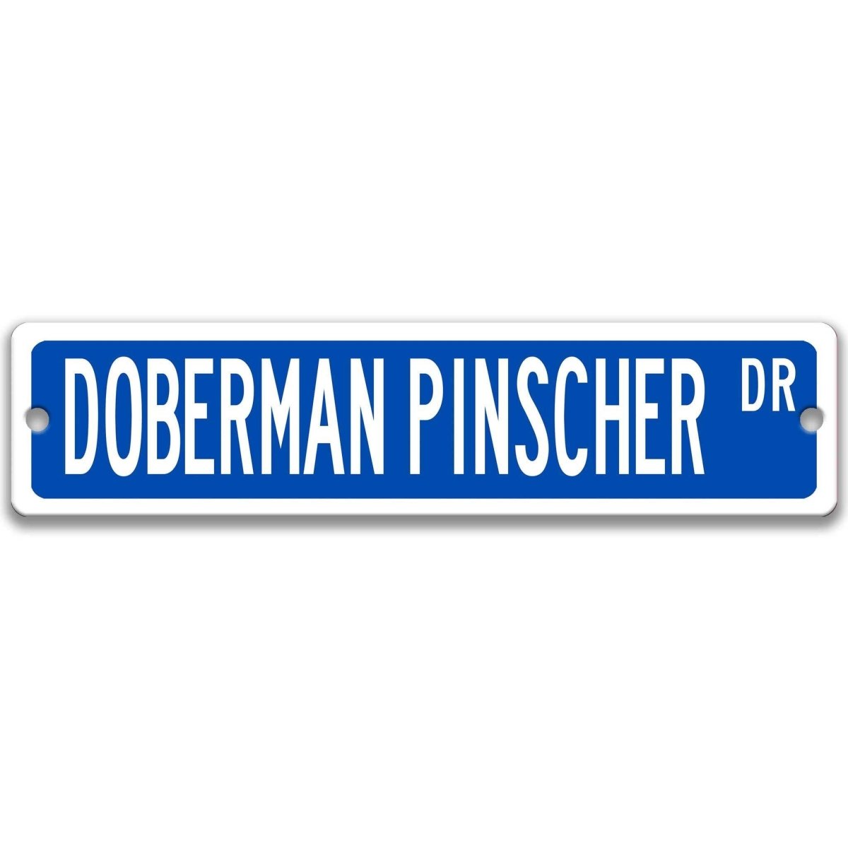 Yellow Doberman Pinscher DR aluminum street sign with black lettering
