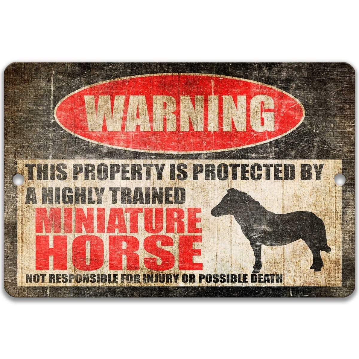 Mini Horse Farm Warning Metal Sign