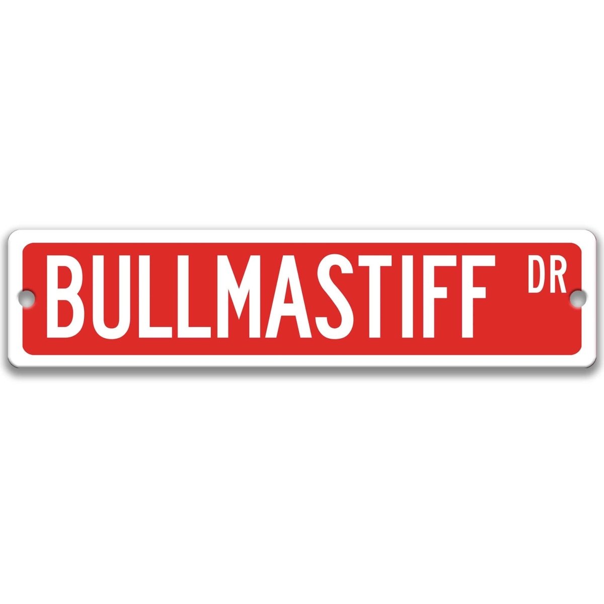Brown Bullmastiff DR aluminum street sign with white lettering