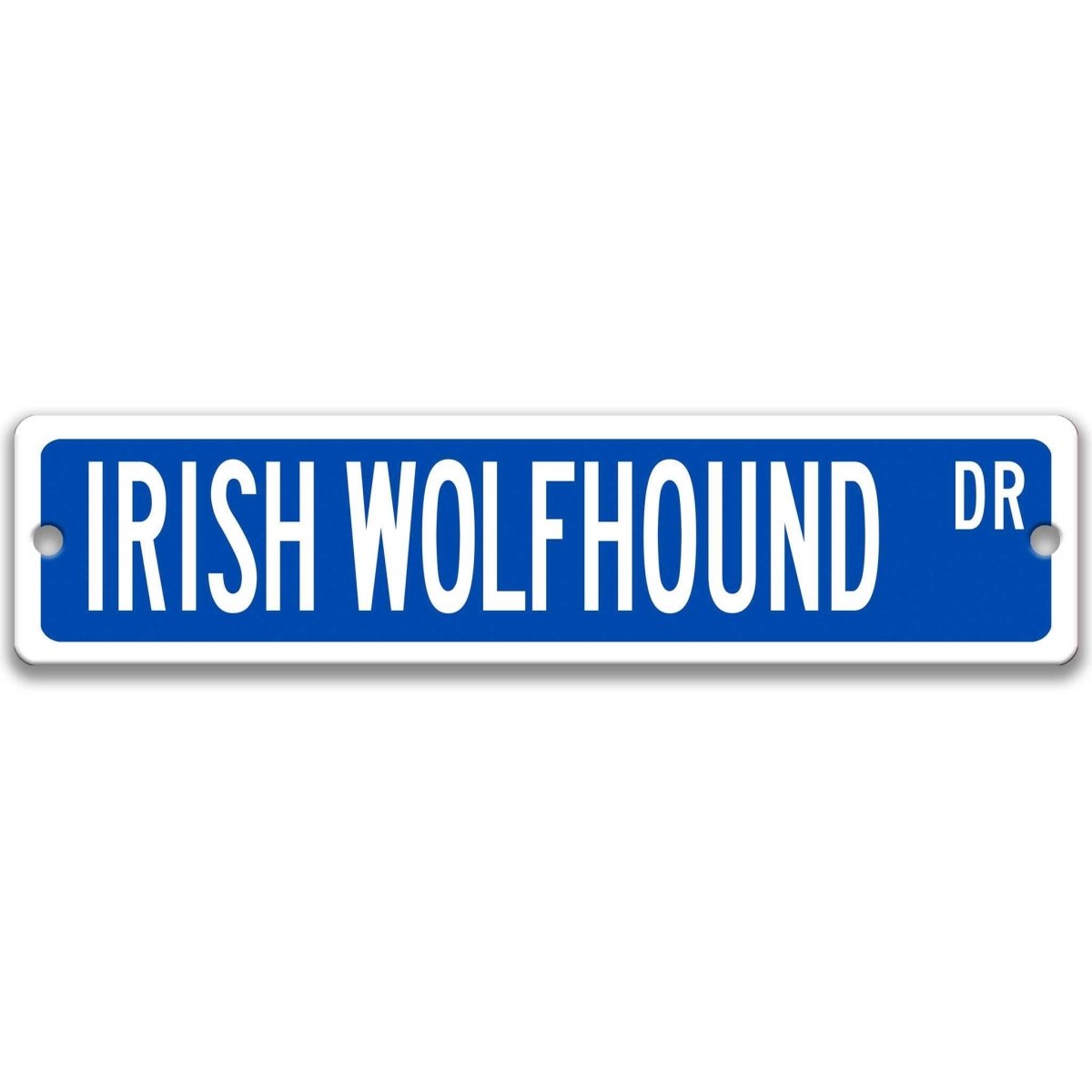 Yellow Irish Wolfhound DR aluminum street sign with black lettering