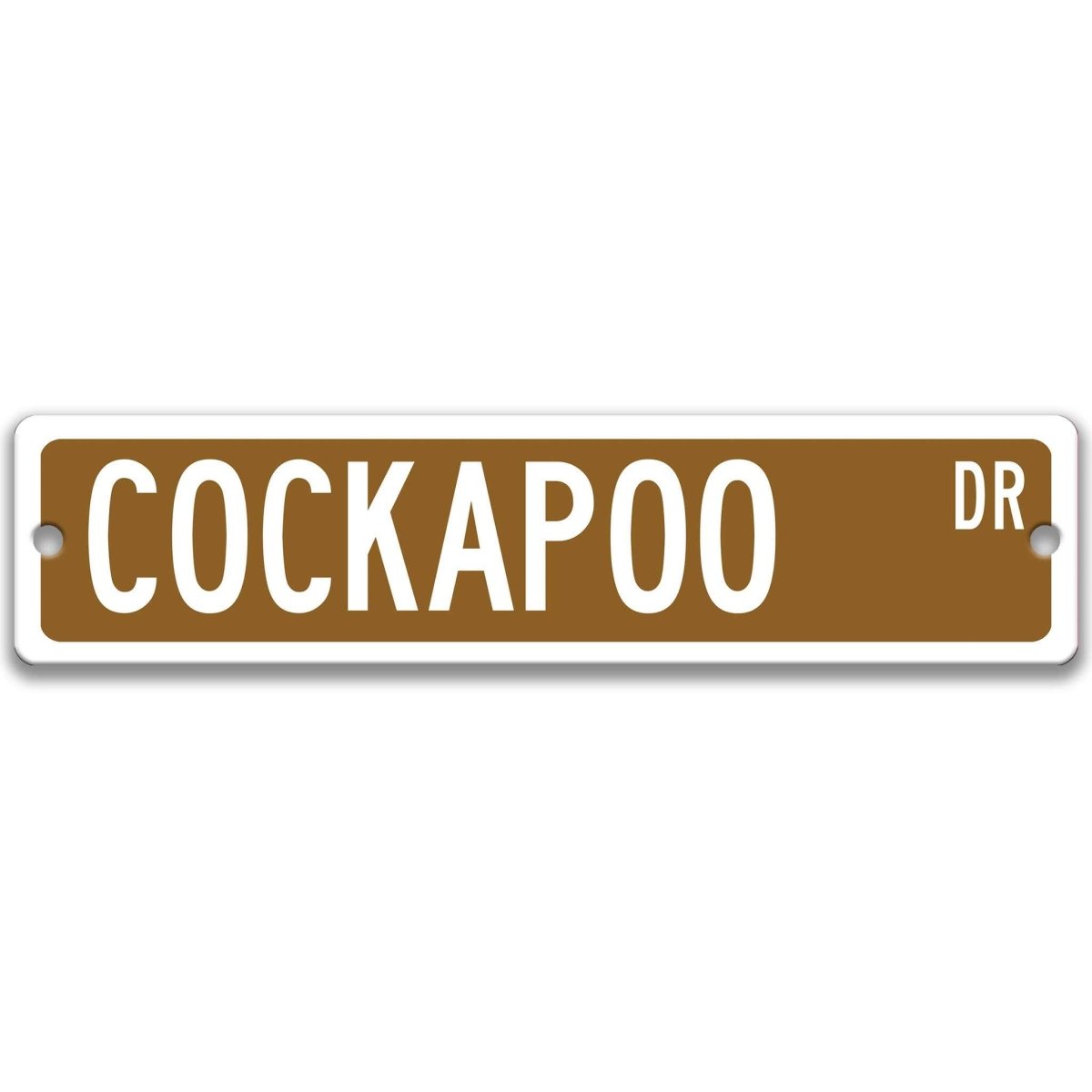 Yellow Cockapoo DR aluminum street sign with black lettering