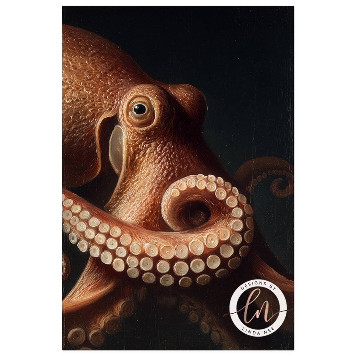 A close-up of an octopus with its tentacles spread out, showcasing its intricate texture and patterns.