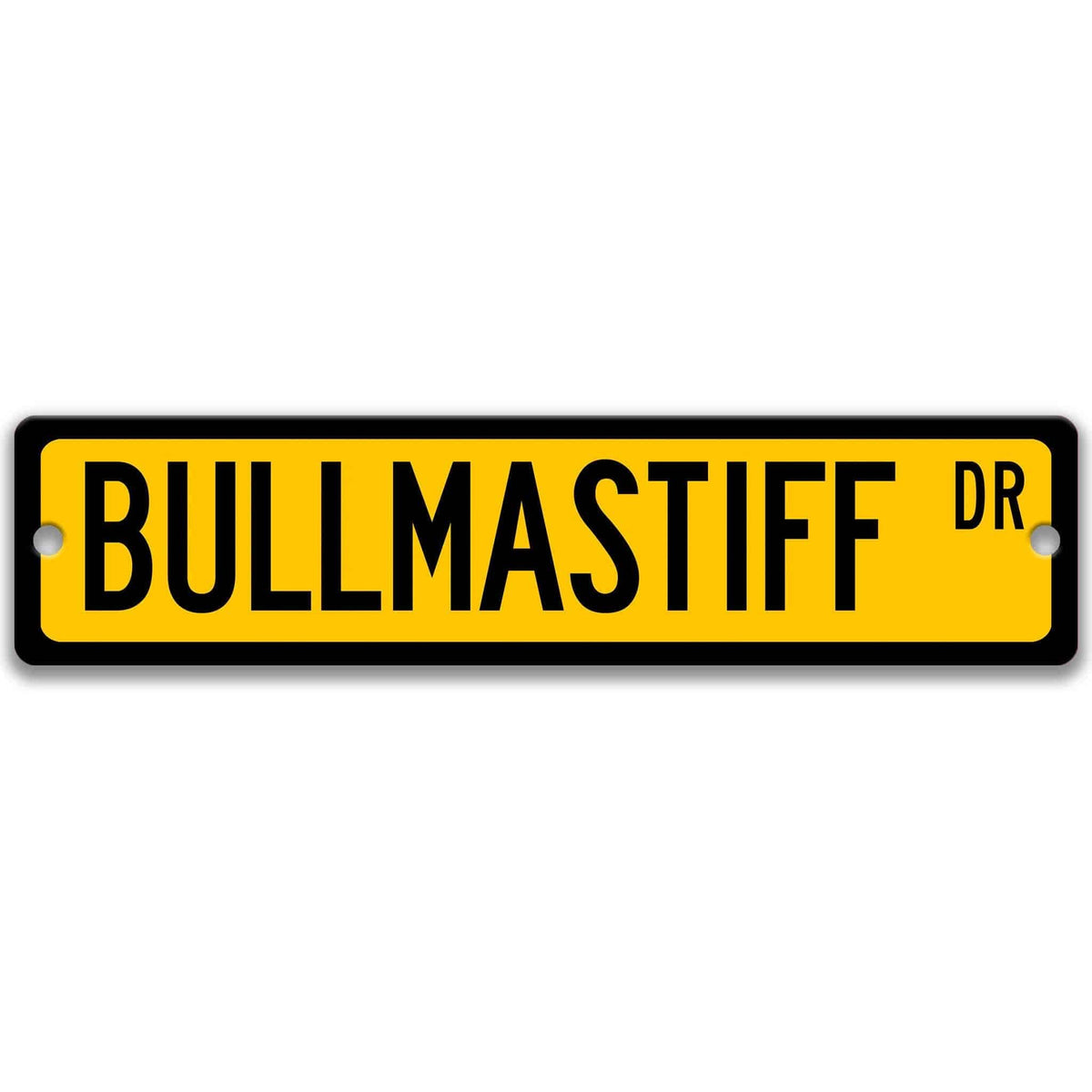 Blue Bullmastiff DR aluminum street sign with white lettering