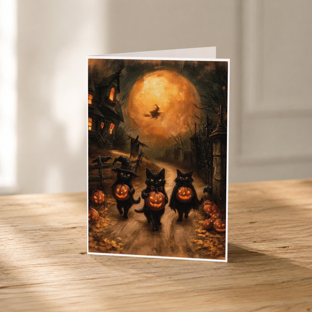 Black Cat Parade 5x7 Halloween note card front