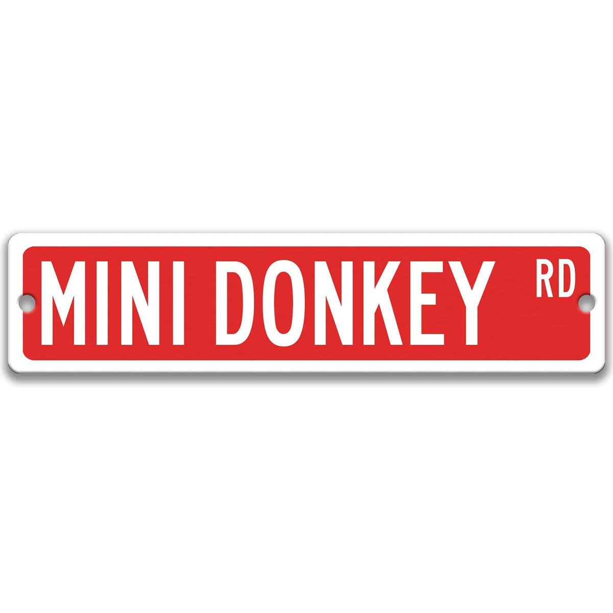 Miniature donkey metal street sign with black donkey silhouette, customizable background color, heavy gauge aluminum