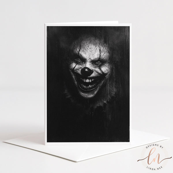 Creepy Clown Face Note Card