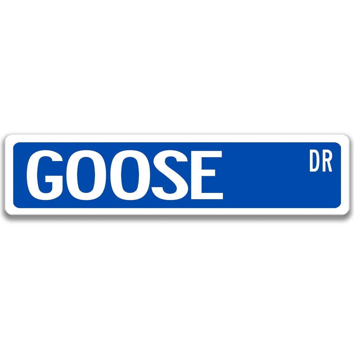 Goose metal street sign with black goose silhouette, customizable background color, heavy gauge aluminum