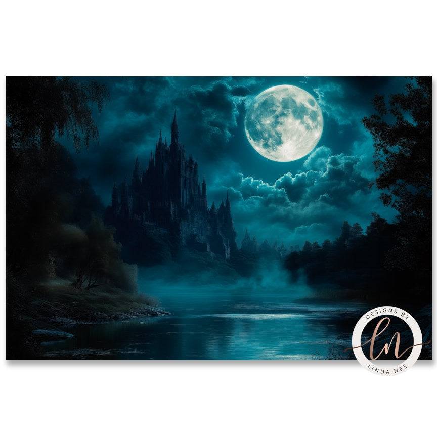 Vintage Moonlit Castle Gothic Art Print