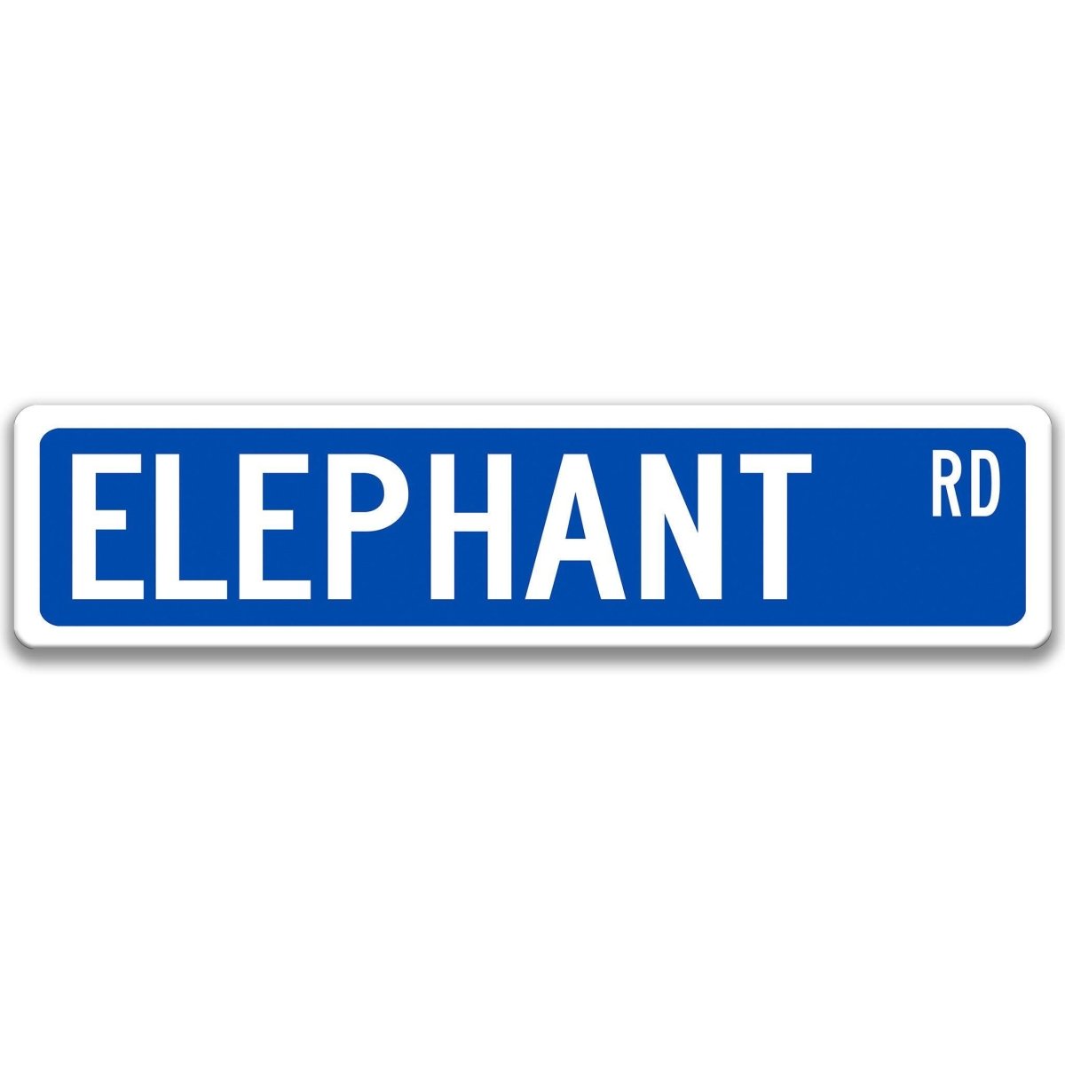 Elephant metal street sign in blue background