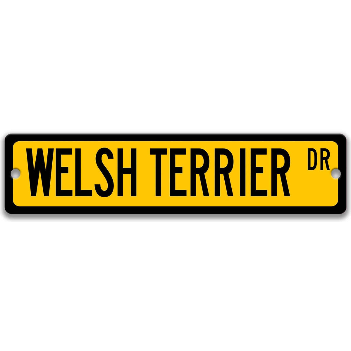 Blue Welsh Terrier DR aluminum street sign with white lettering