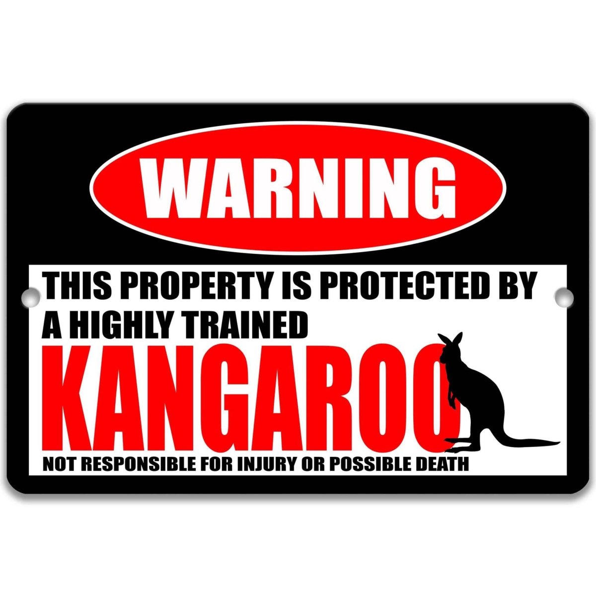 Funny Kangaroo Warning Metal Sign
