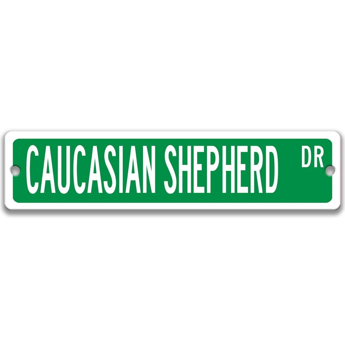 Green Caucasian Shepherd DR aluminum street sign with white lettering