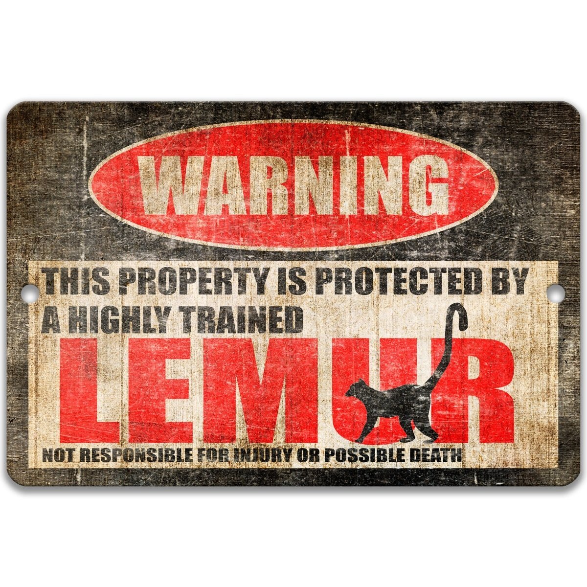 Funny Lemur Warning Metal Sign