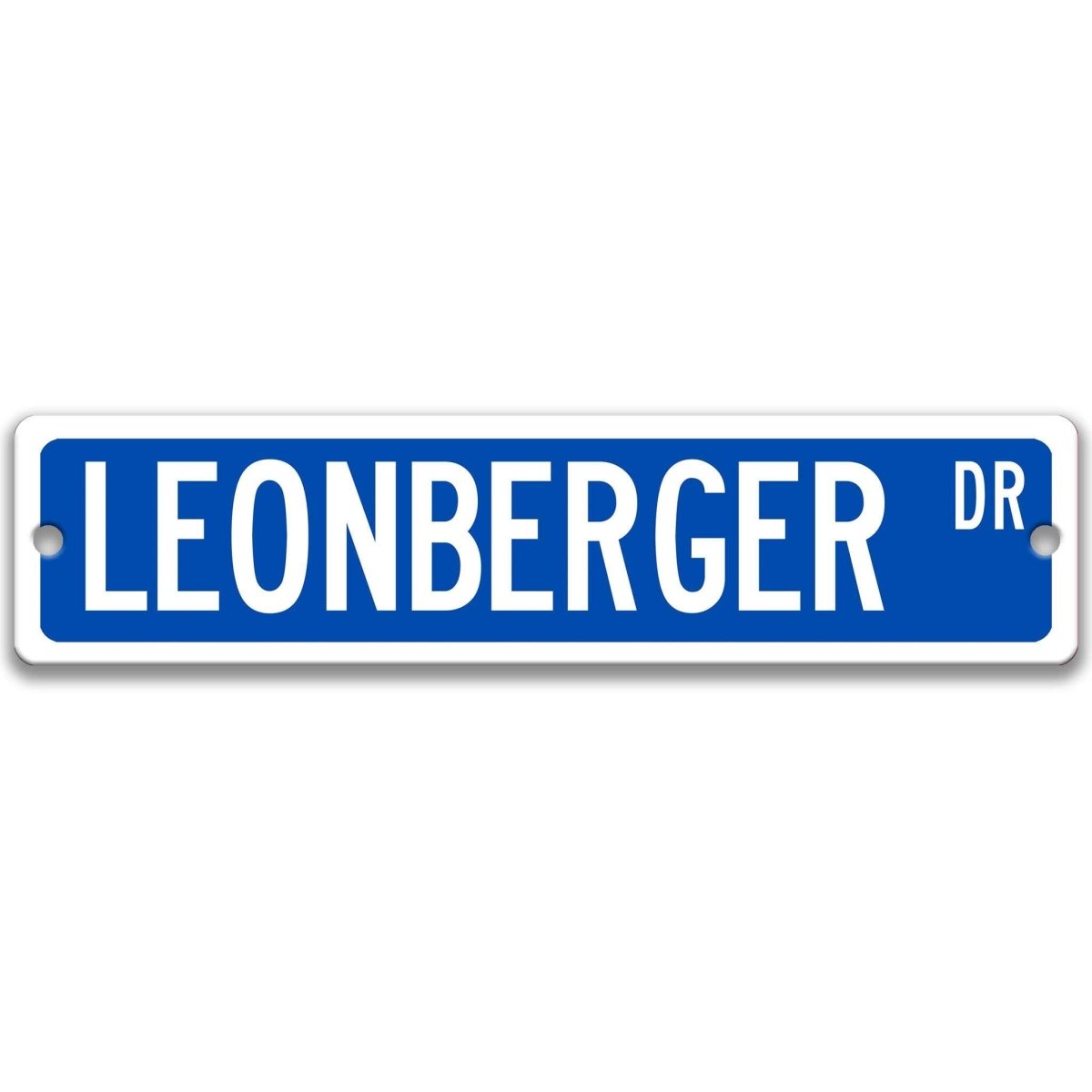 Brown Leonberger DR aluminum street sign with white lettering