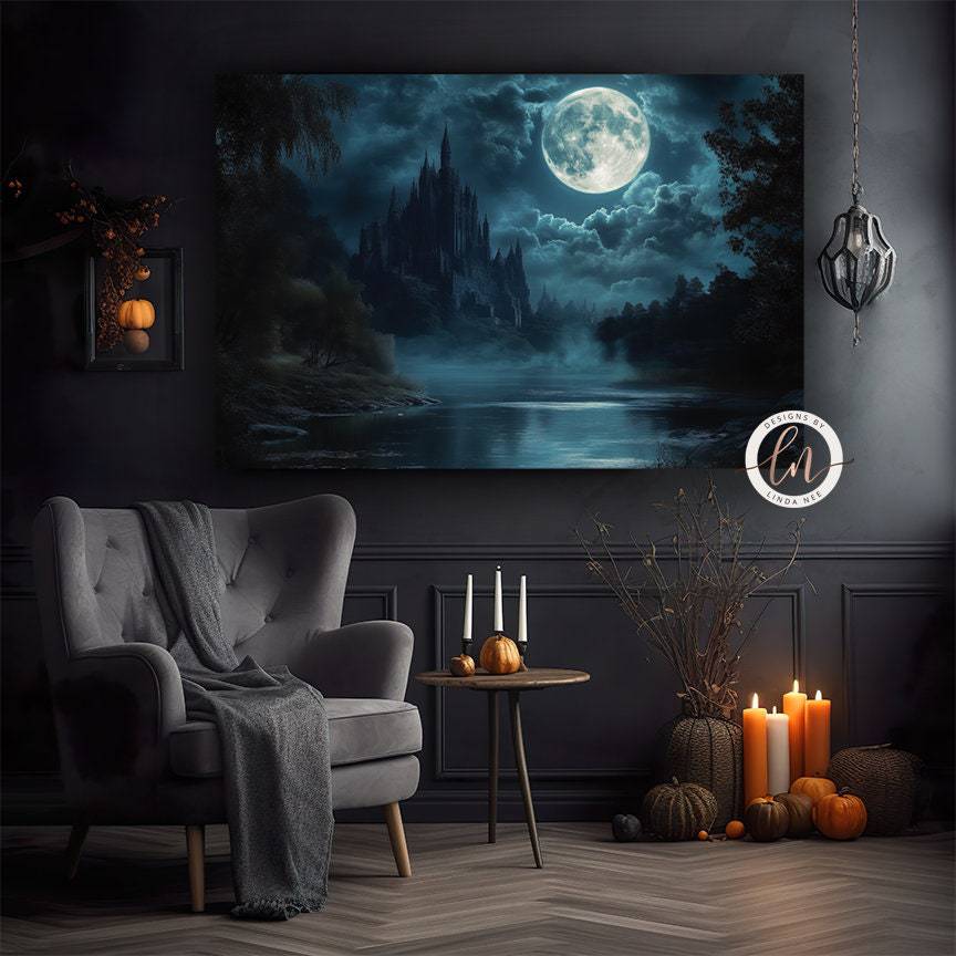 Vintage Moonlit Castle Gothic Art Print