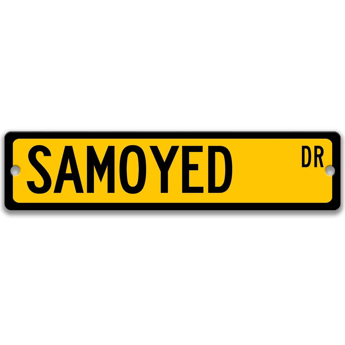 Black Samoyed Dog DR aluminum street sign with white lettering