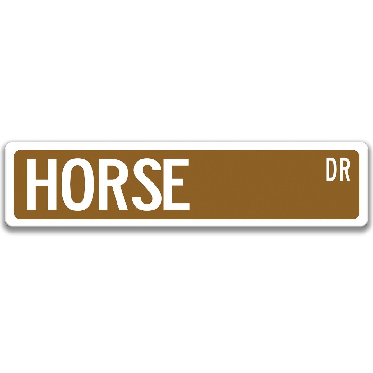 Horse metal street sign with black horse silhouette, customizable background color, heavy gauge aluminum