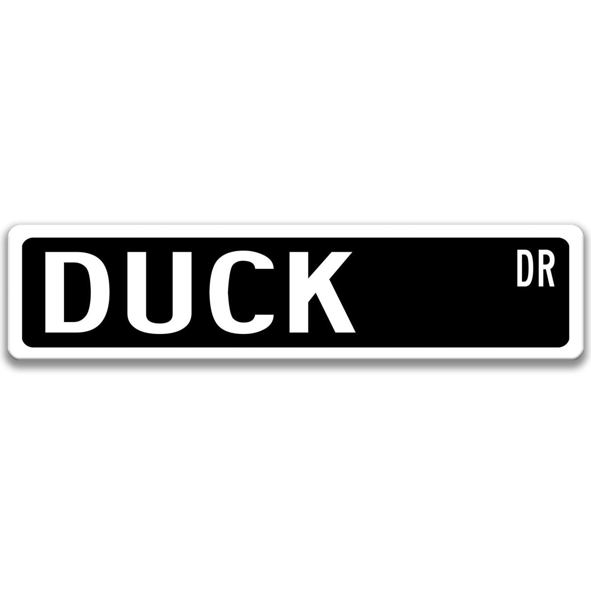 Duck metal street sign with black duck silhouette, customizable background color, heavy gauge aluminum