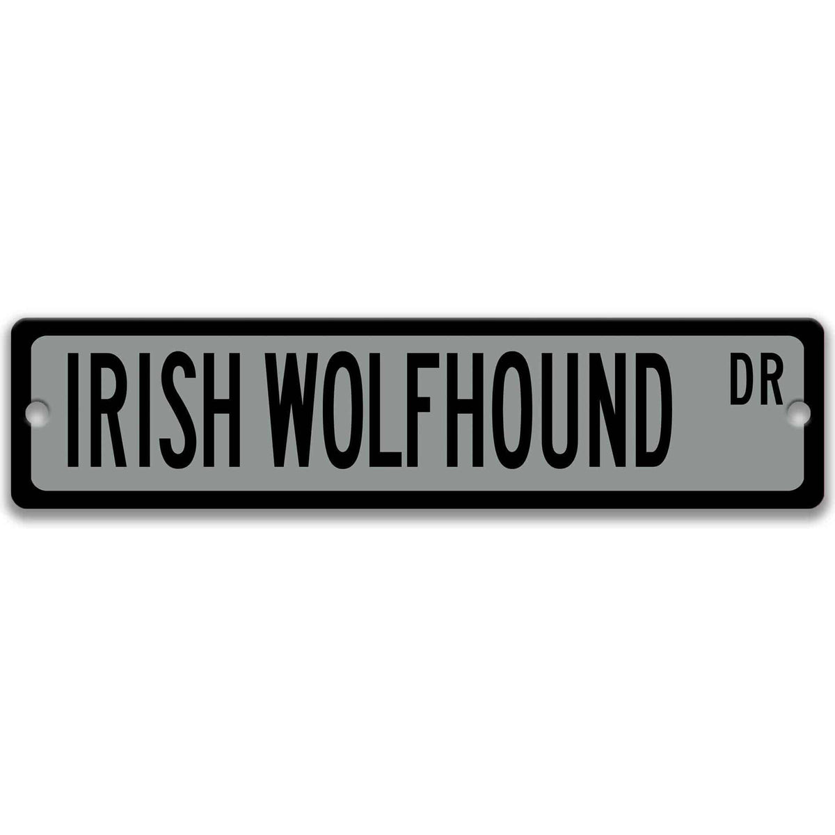 Brown Irish Wolfhound DR aluminum street sign with white lettering