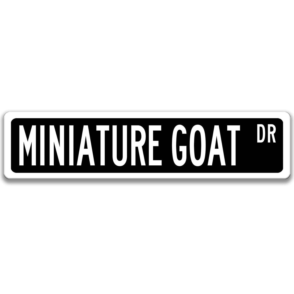 Miniature goat metal street sign with black goat silhouette, customizable background color, heavy gauge aluminum