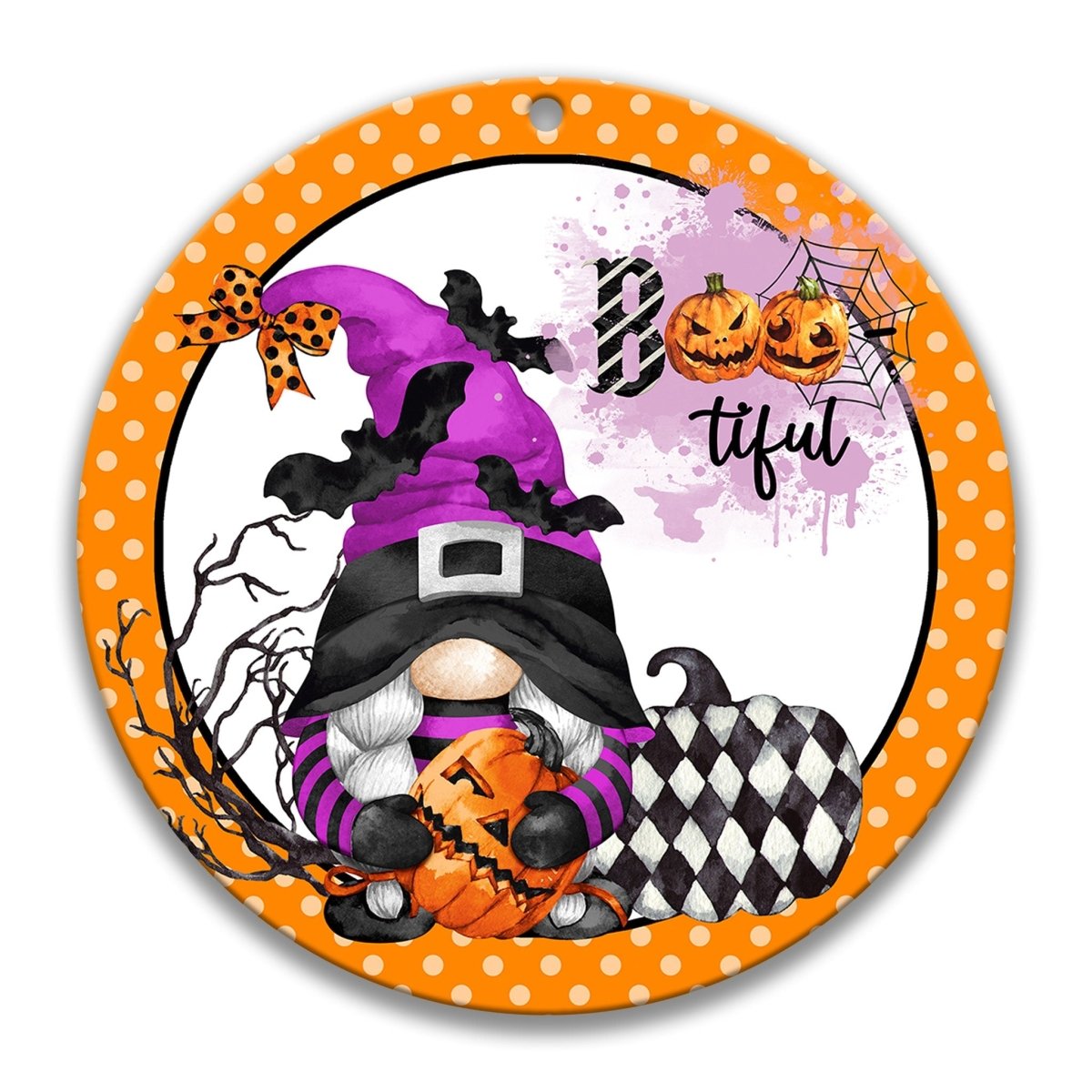 Boo-tiful Gnome Halloween Wreath Sign