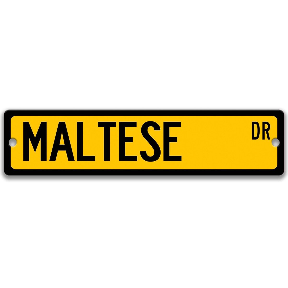 Black Maltese Dog DR aluminum street sign with white lettering