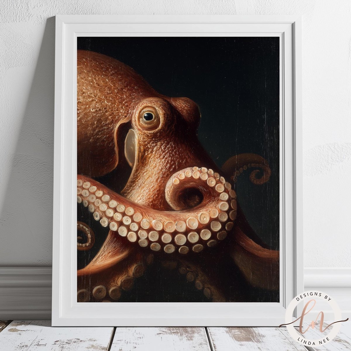 A close-up of an octopus with its tentacles spread out, showcasing its intricate texture and patterns.