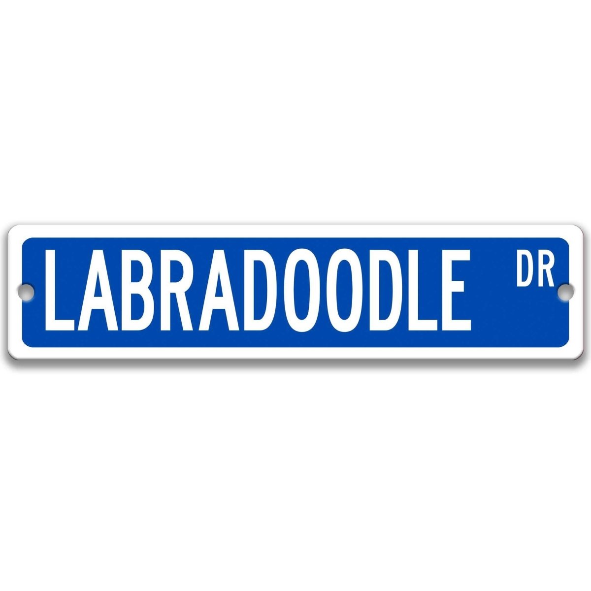 Black Labradoodle DR aluminum street sign with white lettering