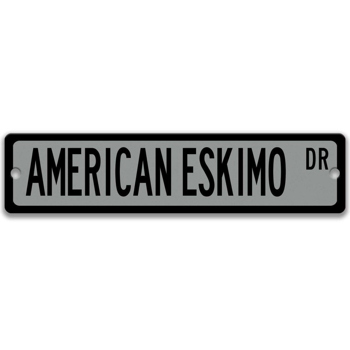 Green American Eskimo DR aluminum street sign with white lettering