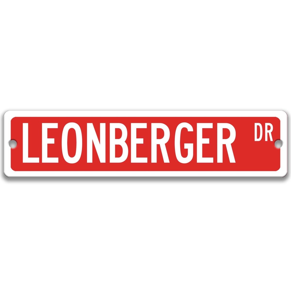 Gray Leonberger DR aluminum street sign with black lettering
