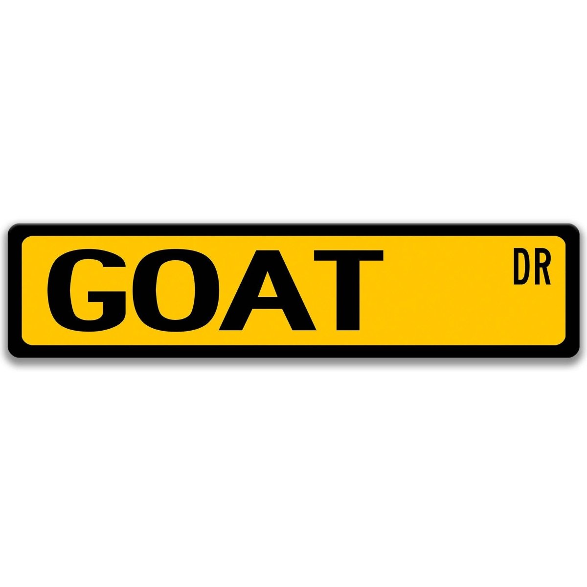 Goat metal street sign with black goat silhouette, customizable background color, heavy gauge aluminum