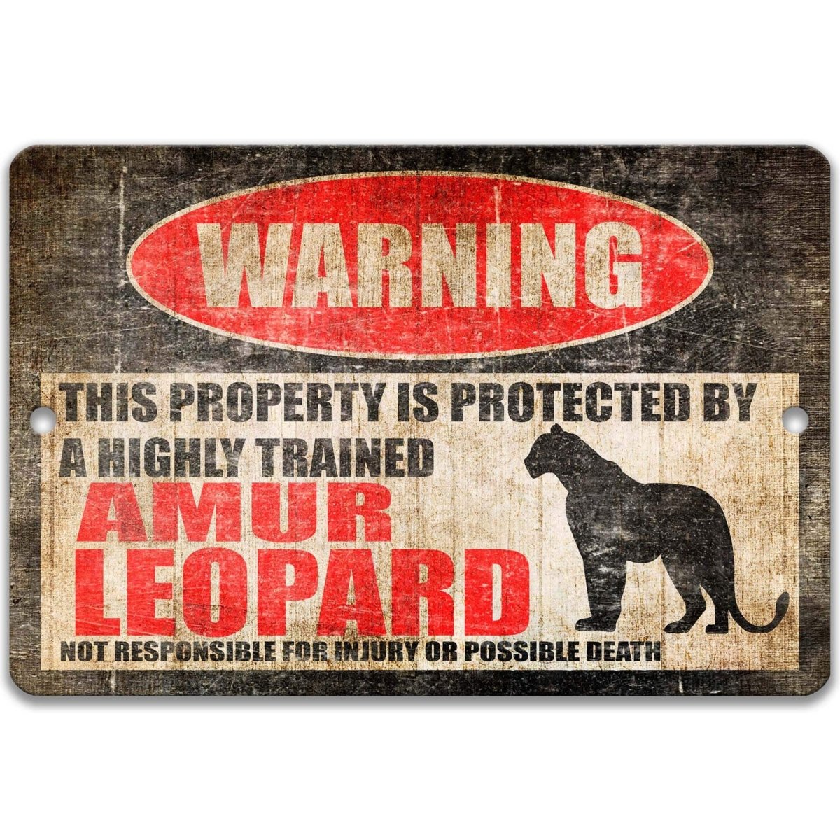 Amur Leopard Warning Metal Sign