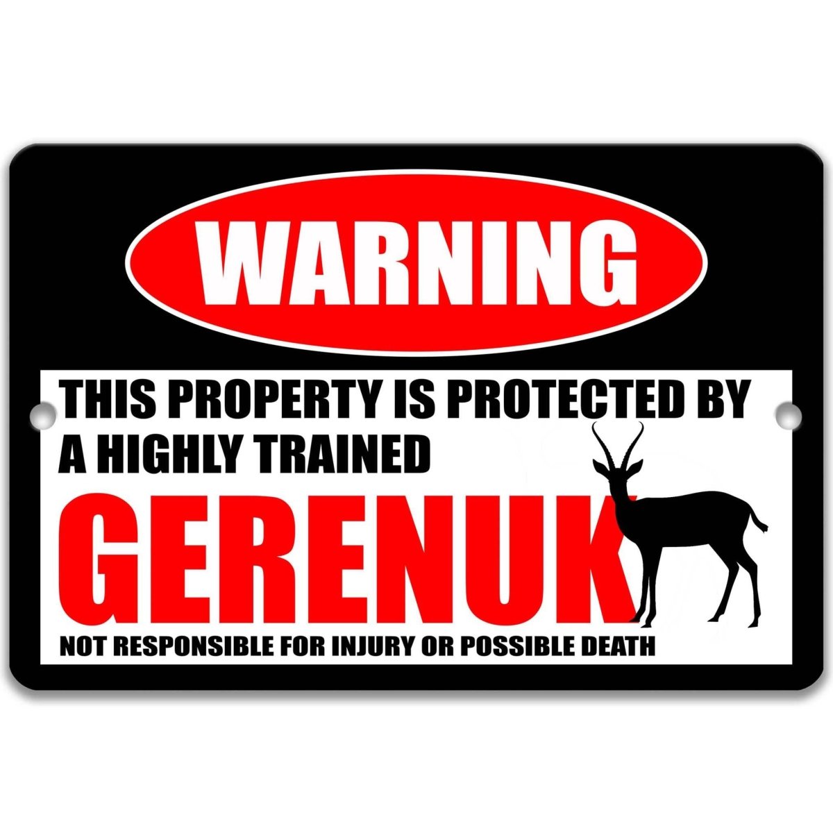 Gerenuk Area Warning Metal Sign