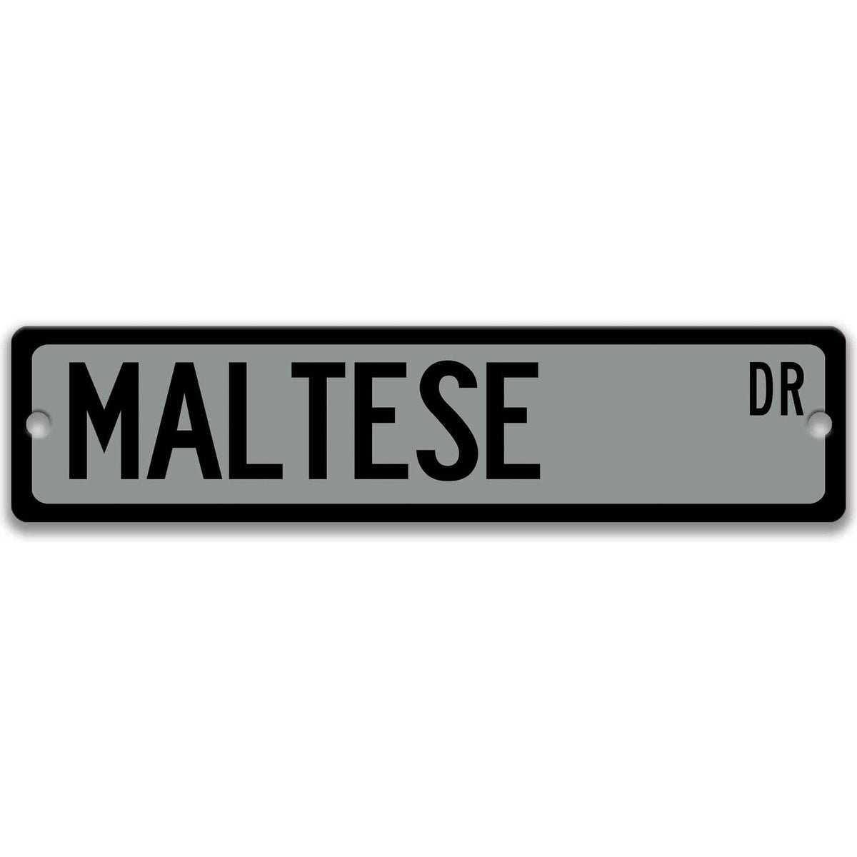 Brown Maltese Dog DR aluminum street sign with white lettering